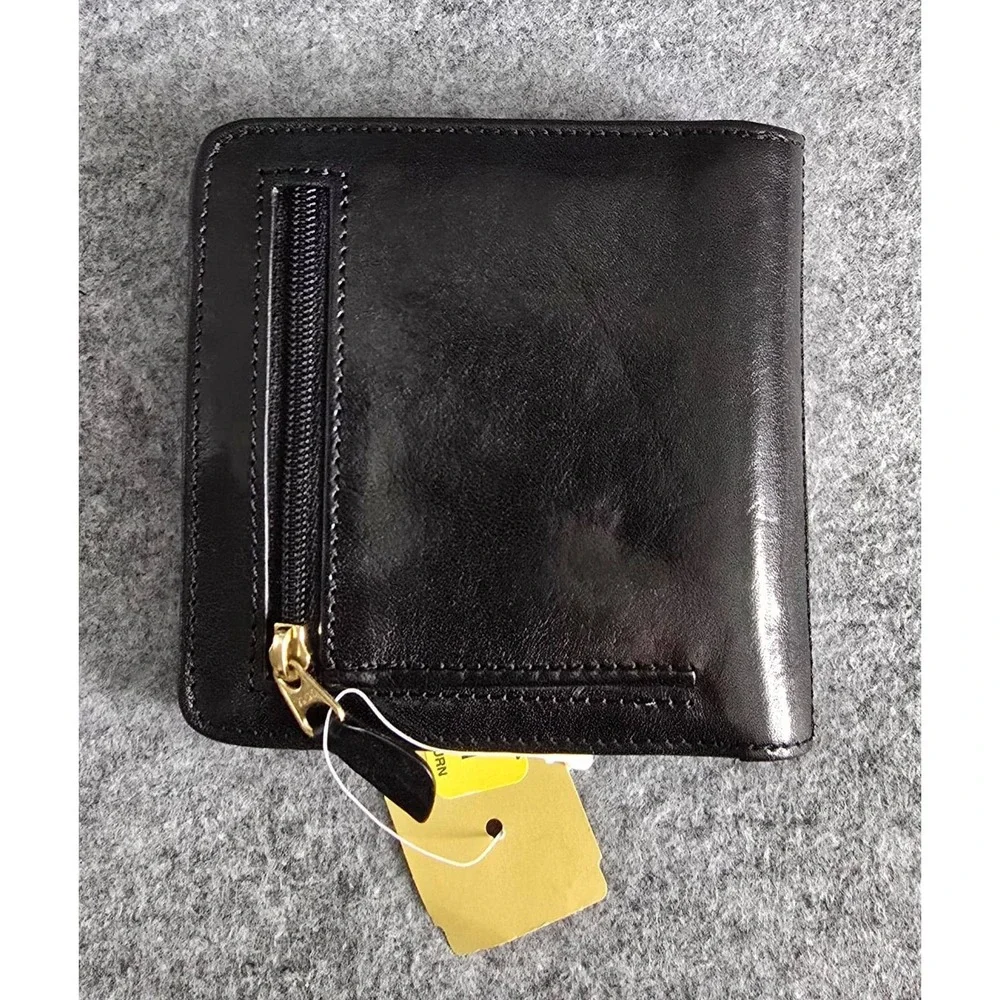 NWT Vintage Brahmin Tuscan Snap Credit Card Wallet Black Brown Model 68218BK